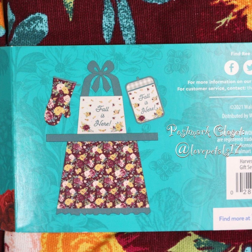 🍂 Pioneer Woman Harvest Rose “Fall is Here” 3-pc Kitchen Apron Set - Picture 3 of 3